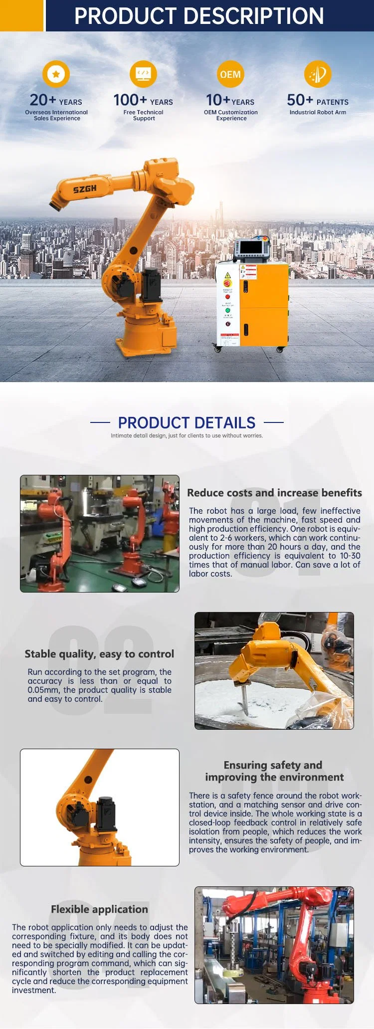 Multifunction Six Axis Mult-Joint Collaborative Robot Arm Simiar Kuka Robot Arm for Palletizing Industrial Robot Arm